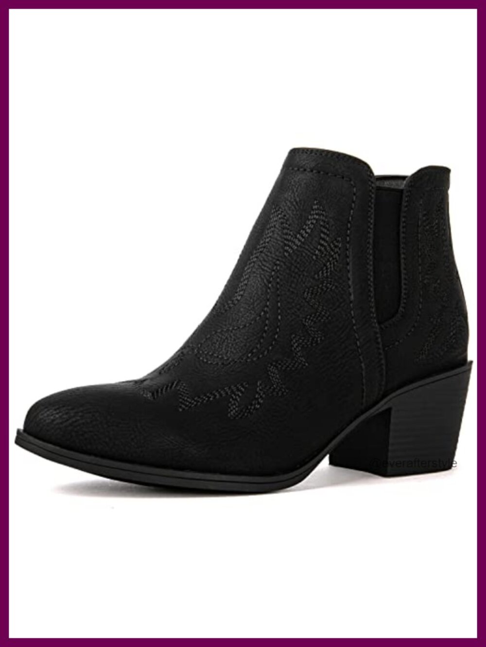 Faux Leather Western Cowgirl Ankle Booties Pull On Low Heel